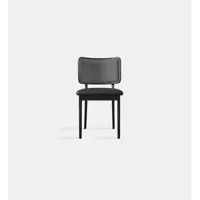 chaises - chêne noir / sans accoudoirs tapissier, cuir noir