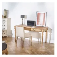 yvan - bureau style contemporain en chêne massif, 2 tiroirs, fsc®