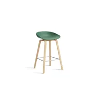 about a stool aas 32 - chêne savonné - repose-pied acier inoxydable - hauteur d'assise 65 cm - patins plastique - teal green 2.0
