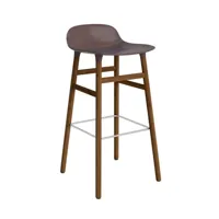 chaise de bar form avec structure en bois  - brown - noyer - 75 cm