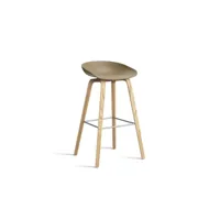 about a stool aas 32 - clay 2.0 - vernis à base d'eau - repose-pied acier inoxydable - hauteur d'assise 75 cm - patins plastique
