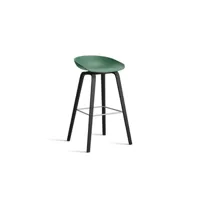 about a stool aas 32 - repose-pied acier inoxydable - hauteur d'assise 75 cm - patins plastique - teal green 2.0 - vernis noir à base d'eau