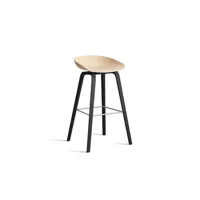 about a stool aas 32 - repose-pied noir - hauteur d'assise 75 cm - patins plastique - pale peach 2.0 - vernis noir à base d'eau