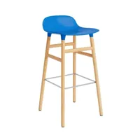 chaise de bar form avec structure en bois  - bright blue - chêne - 75 cm