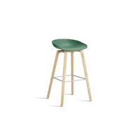 about a stool aas 32 - chêne savonné - repose-pied acier inoxydable - hauteur d'assise 75 cm - patins plastique - teal green 2.0