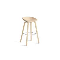 about a stool aas 32 - chêne savonné - repose-pied acier inoxydable - hauteur d'assise 75 cm - patins plastique - pale peach 2.0