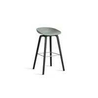 about a stool aas 32 - repose-pied acier inoxydable - hauteur d'assise 75 cm - patins plastique - fall green 2.0 - vernis noir à base d'eau