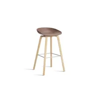 about a stool aas 32 - soft brick 2.0 - chêne savonné - repose-pied acier inoxydable - hauteur d'assise 75 cm - patins plastique