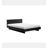 lit zians avec pied continu - chêne teinté noir - avec tête de lit - 200 x 200 cm