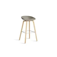about a stool aas 32 - khaki 2.0 - chêne savonné - repose-pied acier inoxydable - hauteur d'assise 75 cm - patins plastique