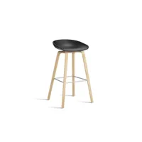 about a stool aas 32 - chêne savonné - repose-pied acier inoxydable - hauteur d'assise 75 cm - patins plastique - black 2.0