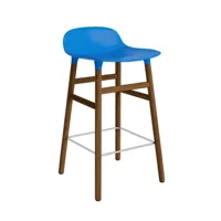 chaise de bar form avec structure en bois  - bright blue - noyer - 65 cm