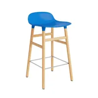 chaise de bar form avec structure en bois  - bright blue - chêne - 65 cm
