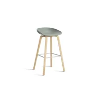 about a stool aas 32 - chêne savonné - repose-pied acier inoxydable - hauteur d'assise 75 cm - filzgleiter - fall green 2.0