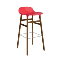 chaise de bar form avec structure en bois  - bright red - noyer - 75 cm