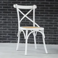 chaise bistrot en acajou massif et rotin londres blanche