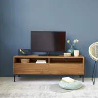 meuble tv en teck massif et métal 140 cm lina