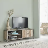 meuble tv en bois recyclé massif et métal 150 cm indus