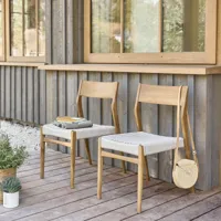 chaise de jardin en teck massif et cordage beige (lot de 2) livie