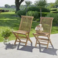 chaise de jardin en teck huilé massif pliante (lot de 2) bali