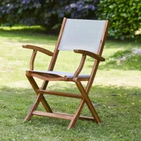 fauteuil de jardin pliant en acacia massif et textilène gris hanoï