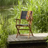 fauteuil de jardin en acacia massif et textilène noir hanoï