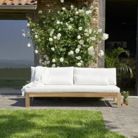 canapé de jardin en teck massif blanc 3 places palma