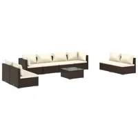 salon de jardin meuble d'extérieur ensemble de mobilier 9 pièces avec coussins résine tressée marron 02_0018125