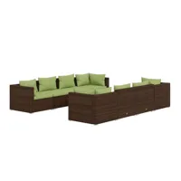 salon de jardin meuble d'extérieur ensemble de mobilier 9 pièces avec coussins résine tressée marron 02_0018116