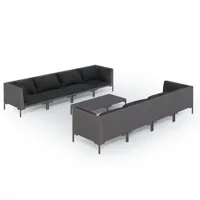 salon de jardin meuble d'extérieur ensemble de mobilier 9 pièces avec coussins résine tressée gris foncé 02_0018109