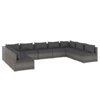 salon de jardin meuble d'extérieur ensemble de mobilier 9 pièces avec coussins résine tressée gris 02_0018100