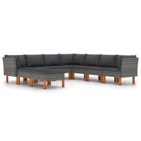 salon de jardin meuble d'extérieur ensemble de mobilier 9 pièces avec coussins résine tressée gris 02_0018093