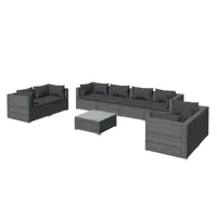 salon de jardin meuble d'extérieur ensemble de mobilier 9 pièces avec coussins résine tressée gris 02_0018088
