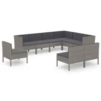 salon de jardin meuble d'extérieur ensemble de mobilier 9 pièces avec coussins résine tressée gris 02_0018085