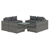salon de jardin meuble d'extérieur ensemble de mobilier 9 pièces avec coussins résine tressée gris 02_0018084