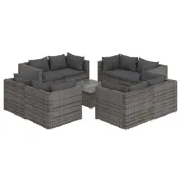 salon de jardin meuble d'extérieur ensemble de mobilier 9 pièces avec coussins résine tressée gris 02_0018080
