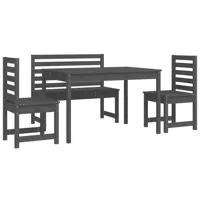 ensemble à dîner salon de jardin meuble d'extérieur 4 pièces gris bois massif de pin 02_0014279