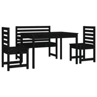 ensemble à dîner salon de jardin meuble d'extérieur 4 pièces bois massif de pin noir 02_0014283