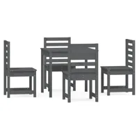 ensemble à dîner salon de jardin meuble d'extérieur 5 pièces gris bois massif de pin 02_0014310