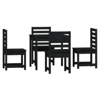 ensemble à dîner salon de jardin meuble d'extérieur 5 pièces noir bois massif de pin 02_0014316