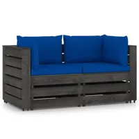 salon de jardin meuble d'extérieur ensemble de mobilier 2 places avec coussins bois imprégné de gris 02_0015914