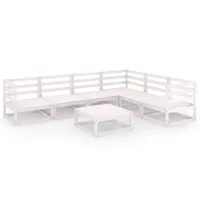 salon de jardin meuble d'extérieur ensemble de mobilier 7 pièces blanc bois de pin massif 02_0017350