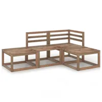salon de jardin meuble d'extérieur ensemble de mobilier 4 pièces marron bois de pin imprégné 02_0016257