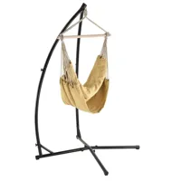 siège suspendu fauteuil suspendu chaise hamac avec cadre coton polyester métal fritté 100 x 100 cm beige 03_0003766