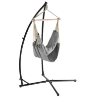 siège suspendu fauteuil suspendu chaise hamac avec cadre coton polyester métal fritté 100 x 100 cm gris 03_0003767