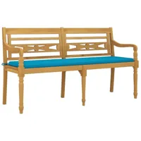 banc de jardin meuble de patio d'extérieur terrasse avec coussin bleu 150 x 51,5 x 84 cm bois de teck massif 02_0011053