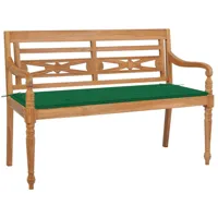 banc de jardin meuble de patio d'extérieur terrasse avec coussin vert 120 cm bois de teck massif 02_0011099