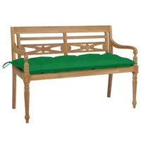 banc de jardin meuble de patio d'extérieur terrasse avec coussin vert 120 cm bois de teck massif 02_0011100