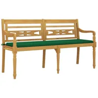 banc de jardin meuble de patio d'extérieur terrasse avec coussin vert 150 cm bois de teck massif 02_0011101