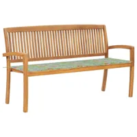 banc de jardin meuble de patio d'extérieur terrasse empilable et coussin 159 cm bois de teck massif 02_0011683
